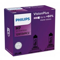PHILIPS żarówka H7 55W 12V VisionPlus +60% 2szt